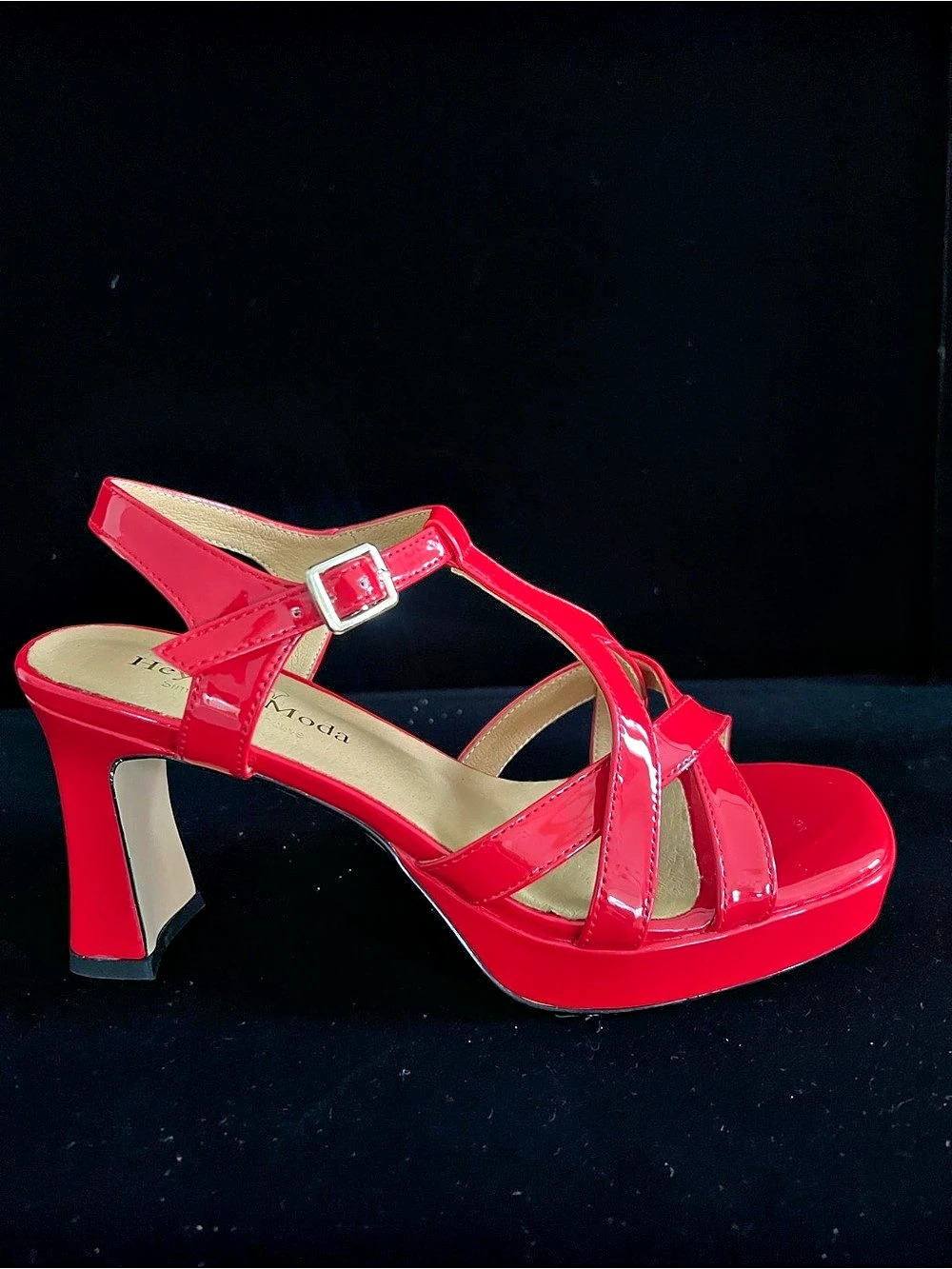 Hey Sole Moda Red Patent Platform Heels US 7